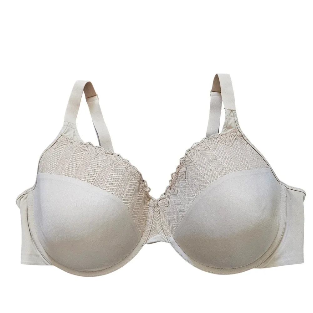 Bali‎ One Smooth U Underwire Bra Beige Chevron Lace Trim 0082 Womens 42D